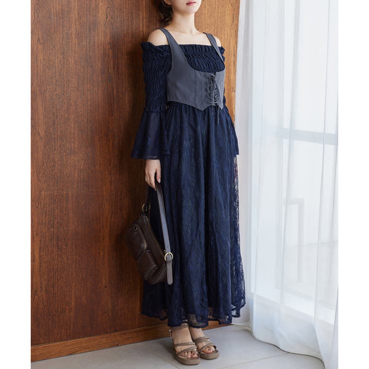 one after another】コルセットベスト&ワンピース セット[品番