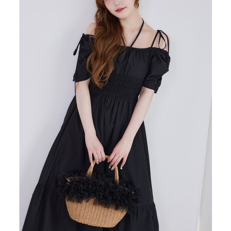 ブラック | 【one after another】【ウエスト細見え】シャーリングアソートワン… | NICE CLAUP / OLIVE des OLIVE　OUTLET