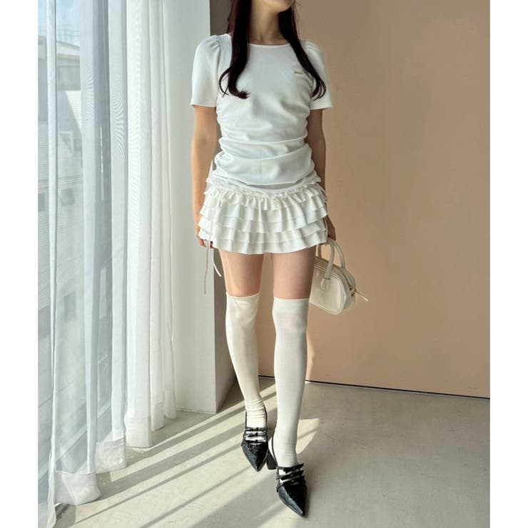 【美品/タグ付き】 NICE CLAUP ドロストカットミニワンピ one after another NICE CLAUP｜ドロストカットミニワンピ