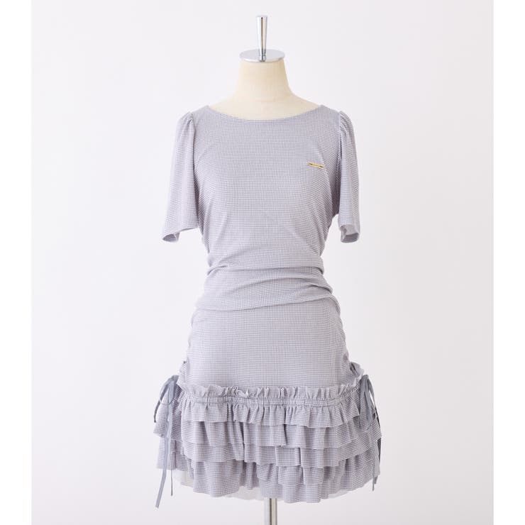 【美品/タグ付き】 NICE CLAUP ドロストカットミニワンピ ドロストカットミニワンピ | one after another NICE CLAUP(ワン