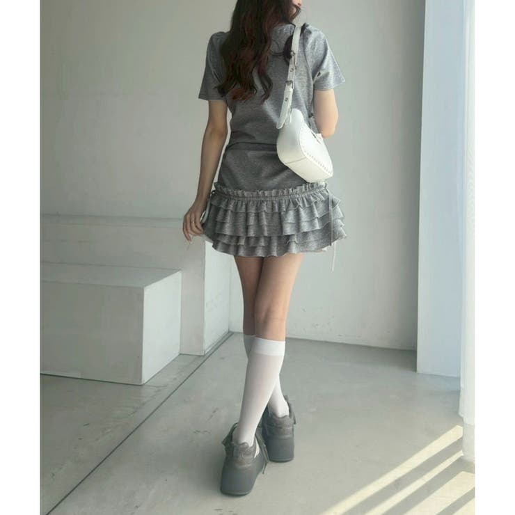 【美品/タグ付き】 NICE CLAUP ドロストカットミニワンピ one after another】ドロストカットミニワンピ[品番
