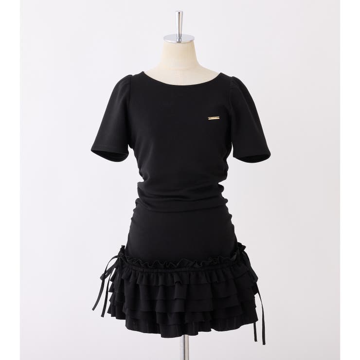 【美品/タグ付き】 NICE CLAUP ドロストカットミニワンピ one after another】ドロストカットミニワンピ[品番