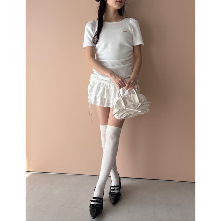 【美品/タグ付き】 NICE CLAUP ドロストカットミニワンピ one after another NICE CLAUP｜ドロストカットミニワンピ