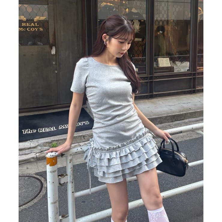 【美品/タグ付き】 NICE CLAUP ドロストカットミニワンピ one after another NICE CLAUP｜ドロストカットミニワンピ