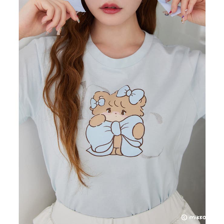 サックス | 【one after another】【mikko コラボ】プリントTシャツ | NICE CLAUP / OLIVE des OLIVE　OUTLET