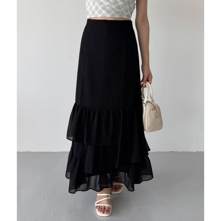 ブラック | 【one after another】ロングティアードスカート | NICE CLAUP / OLIVE des OLIVE　OUTLET