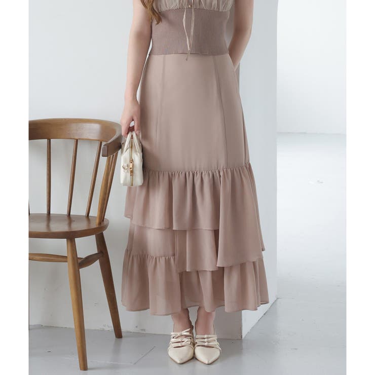 モカ | 【one after another】ロングティアードスカート | NICE CLAUP / OLIVE des OLIVE　OUTLET