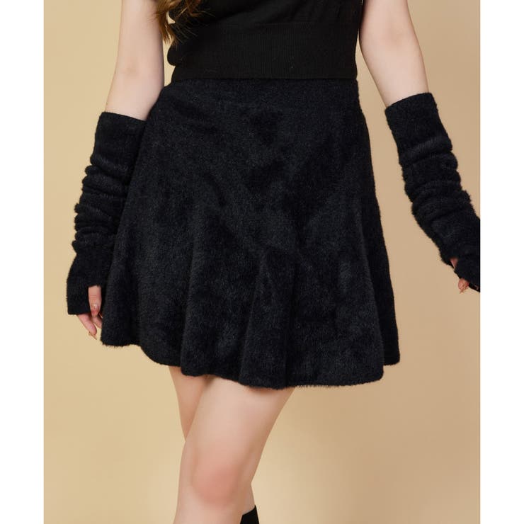 ブラック | 【one after another】【セットアップで着れる】シャギースカート | NICE CLAUP / OLIVE des OLIVE　OUTLET