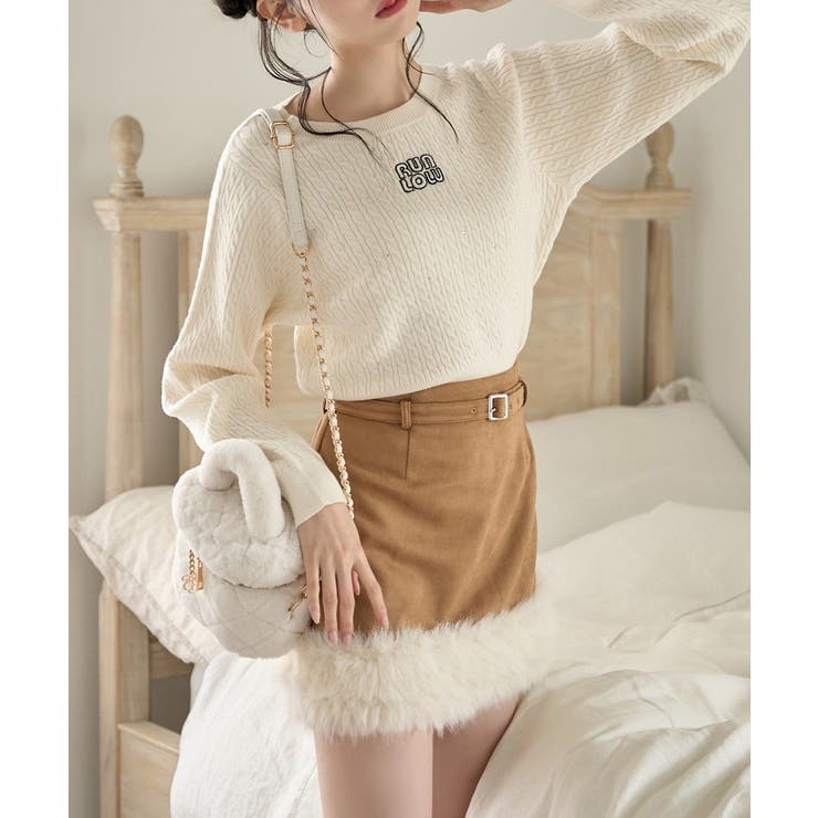 【one after another】フェイクムートンミニスカート | NICE CLAUP / OLIVE des OLIVE　OUTLET | 詳細画像4 