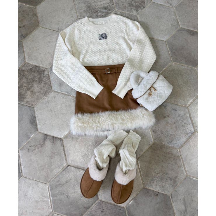【one after another】フェイクムートンミニスカート | NICE CLAUP / OLIVE des OLIVE　OUTLET | 詳細画像8 