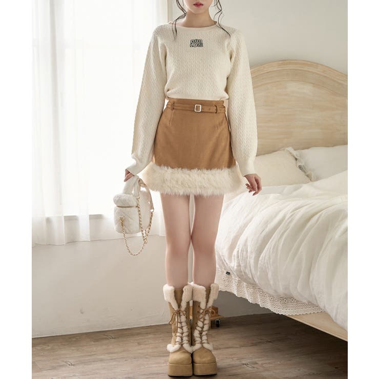 【one after another】フェイクムートンミニスカート | NICE CLAUP / OLIVE des OLIVE　OUTLET | 詳細画像15 
