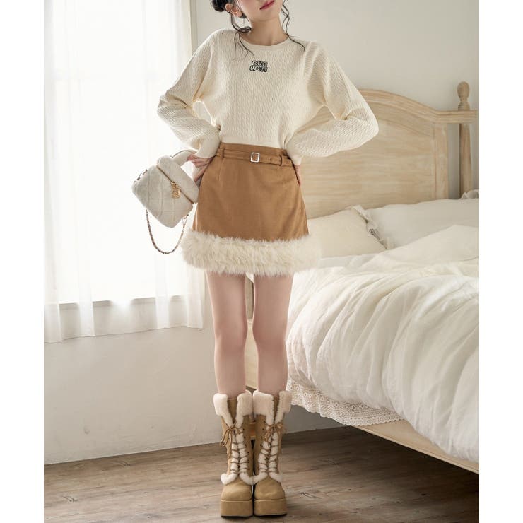 【one after another】フェイクムートンミニスカート | NICE CLAUP / OLIVE des OLIVE　OUTLET | 詳細画像16 