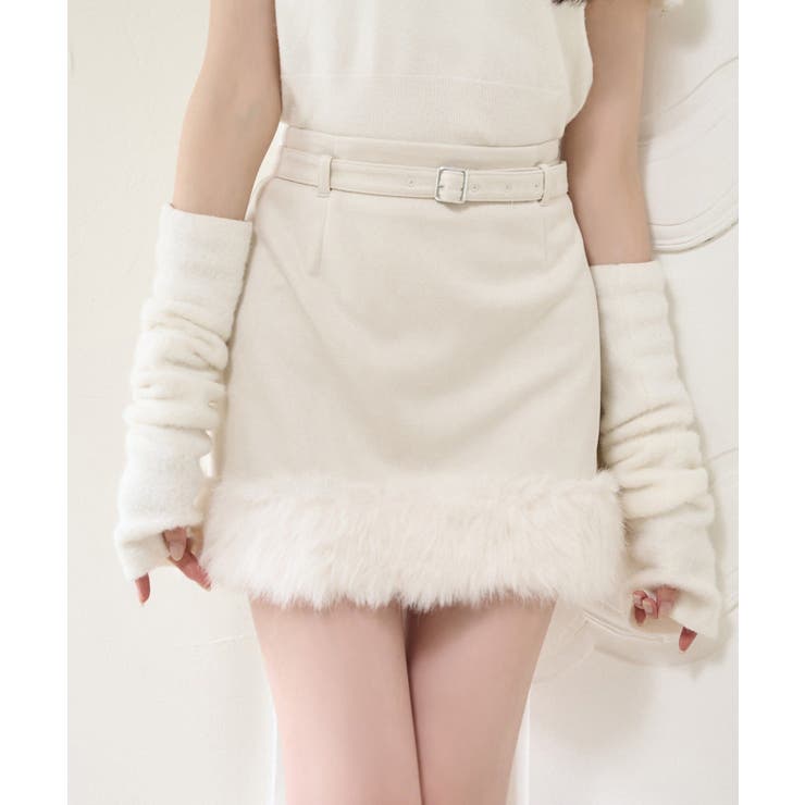【one after another】フェイクムートンミニスカート | NICE CLAUP / OLIVE des OLIVE　OUTLET | 詳細画像1 