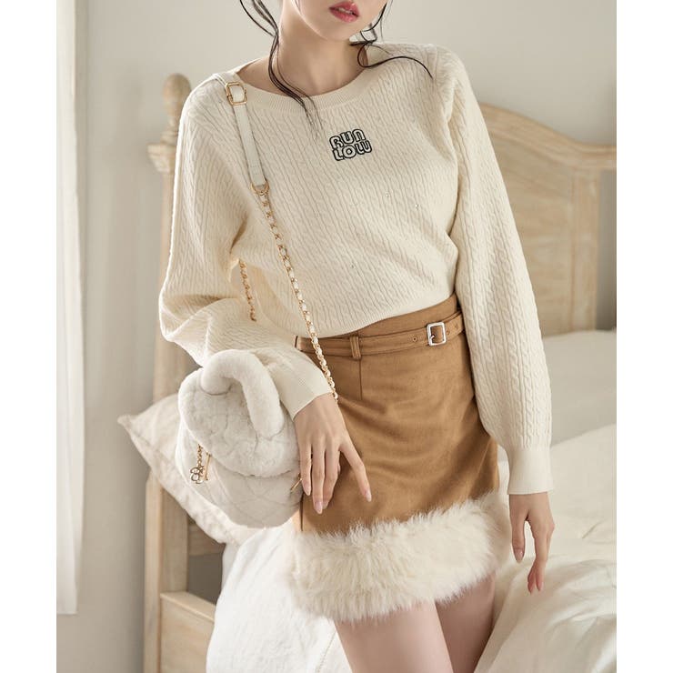 【one after another】フェイクムートンミニスカート | NICE CLAUP / OLIVE des OLIVE　OUTLET | 詳細画像3 