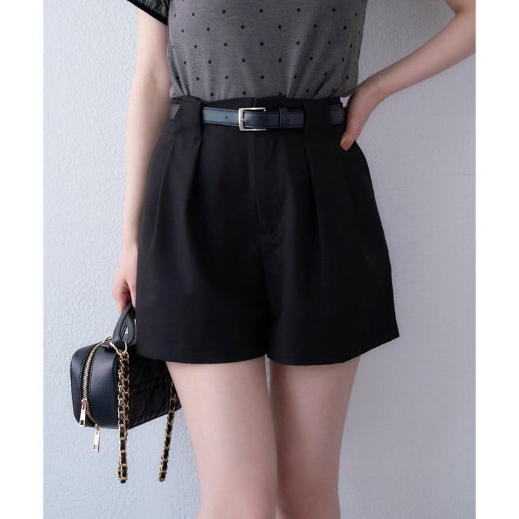 ブラック | 【one after another】ベルト付きショーパン | NICE CLAUP / OLIVE des OLIVE　OUTLET