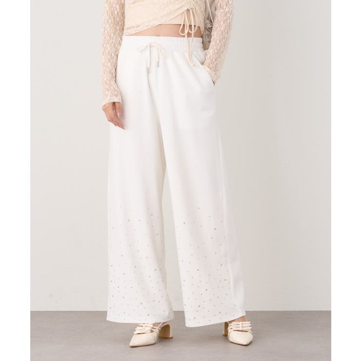 【one after another】裾ビジューカットパンツ | NICE CLAUP / OLIVE des OLIVE　OUTLET | 詳細画像2 
