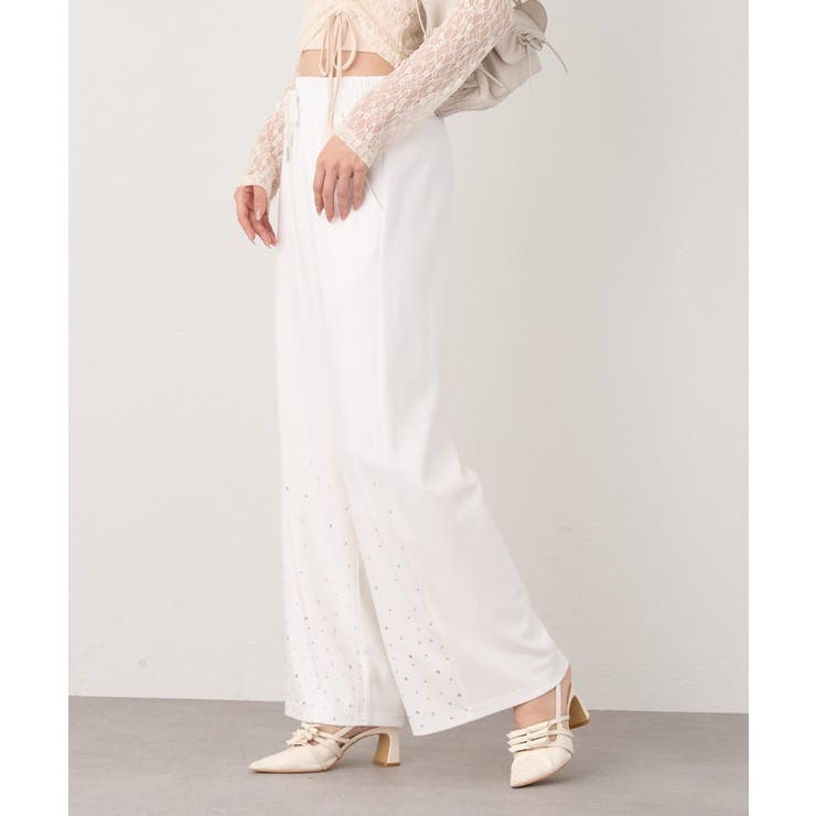 【one after another】裾ビジューカットパンツ | NICE CLAUP / OLIVE des OLIVE　OUTLET | 詳細画像3 