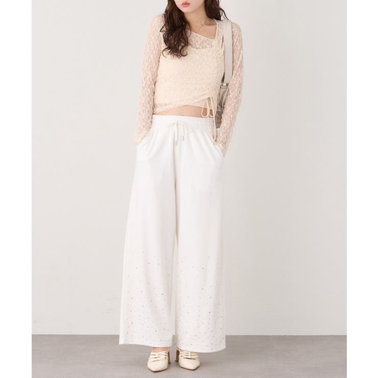 【one after another】裾ビジューカットパンツ | NICE CLAUP / OLIVE des OLIVE　OUTLET | 詳細画像6 