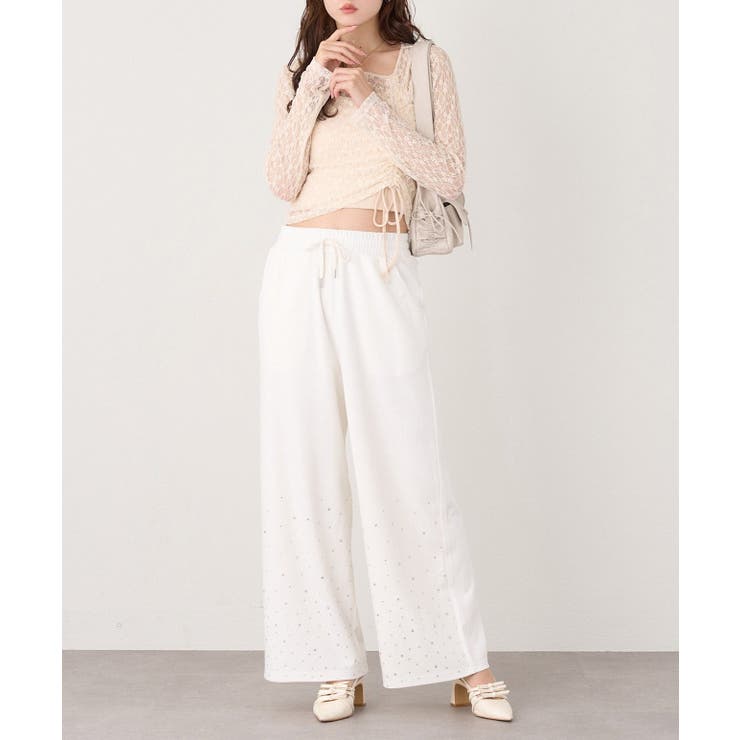 【one after another】裾ビジューカットパンツ | NICE CLAUP / OLIVE des OLIVE　OUTLET | 詳細画像7 