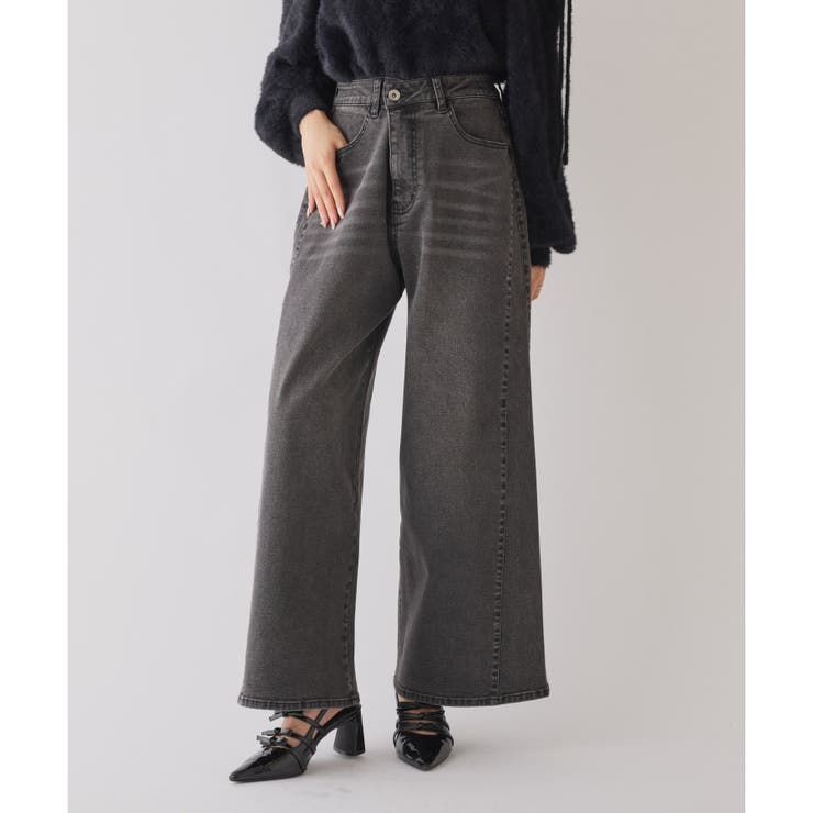 グレー | 【one after another】ウェスト調節ワイドデニム | NICE CLAUP / OLIVE des OLIVE　OUTLET