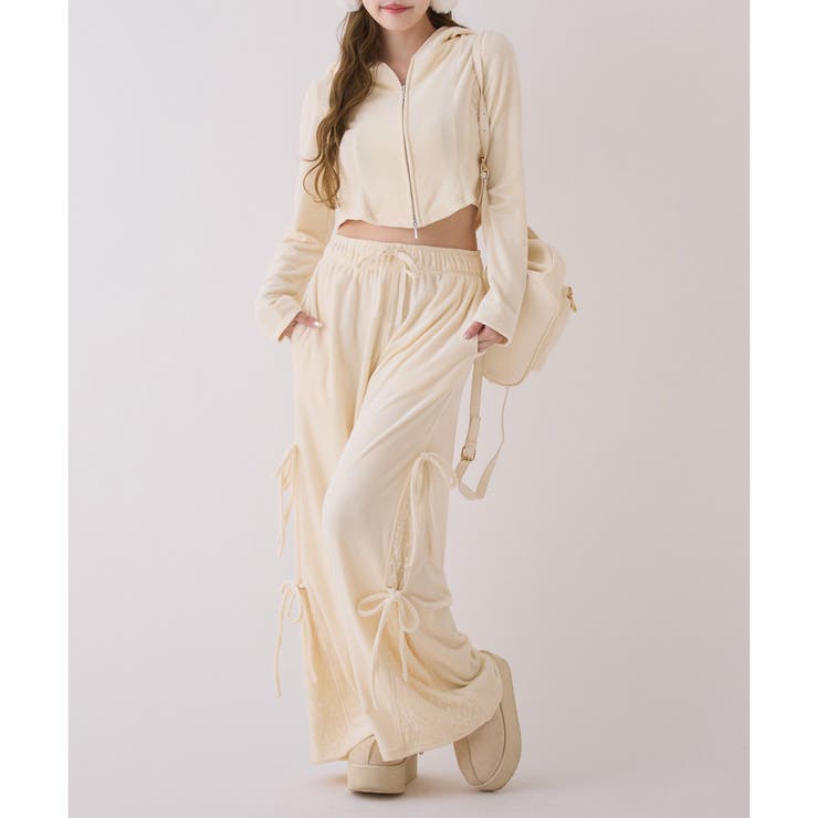 サイドレースベロアリボンパンツ | NICE CLAUP / OLIVE des OLIVE　OUTLET | 詳細画像6 