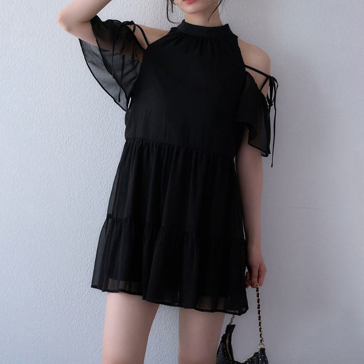 ブラック | 【one after another】肩あきティアードチュニック | NICE CLAUP / OLIVE des OLIVE　OUTLET