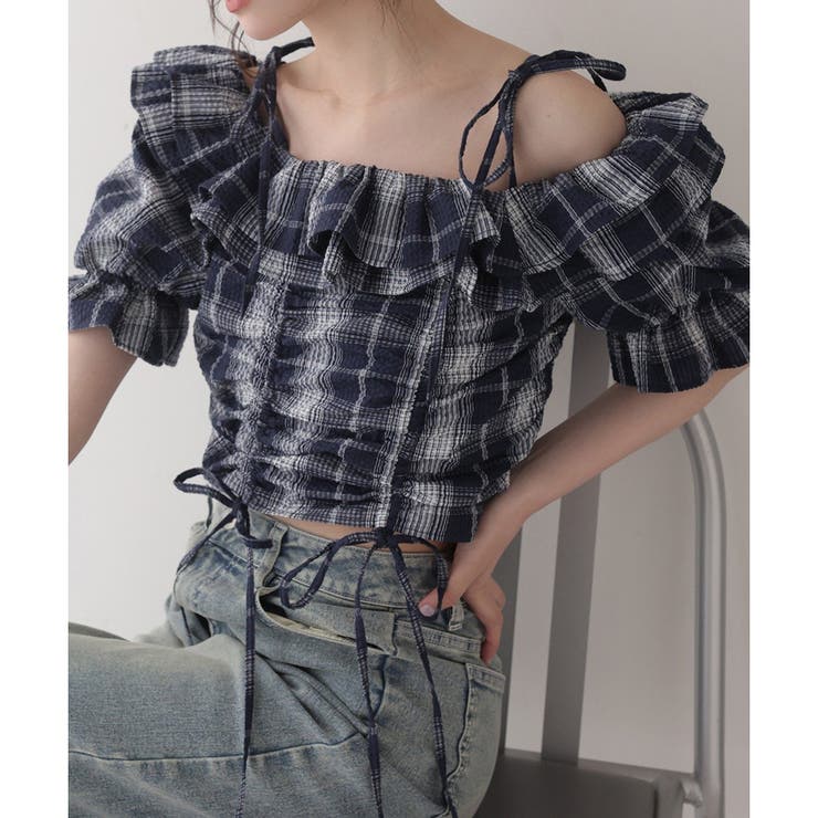 柄2 | 【one after another】ドロストフリルブラウス | NICE CLAUP / OLIVE des OLIVE　OUTLET