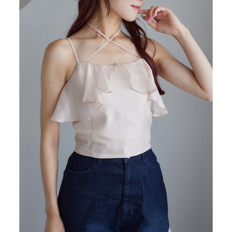 ピンク | 【one after another】クロスフリルキャミ | NICE CLAUP / OLIVE des OLIVE　OUTLET