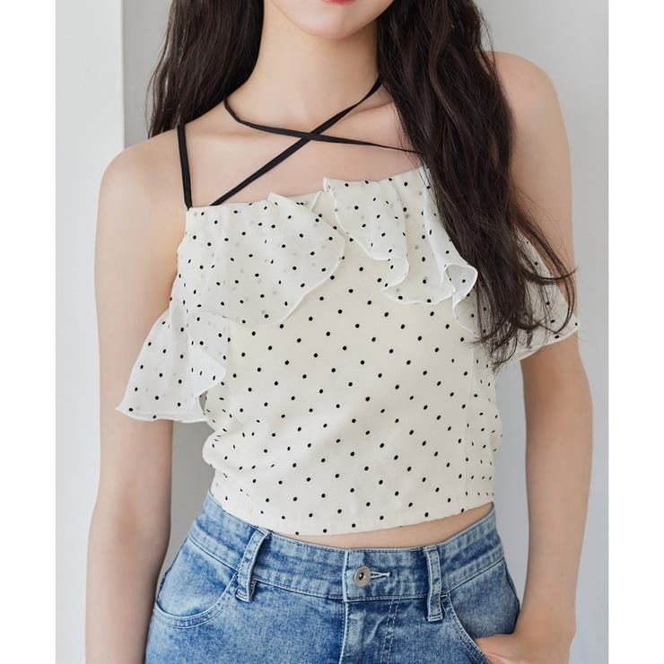 柄1 | 【one after another】クロスフリルキャミ | NICE CLAUP / OLIVE des OLIVE　OUTLET