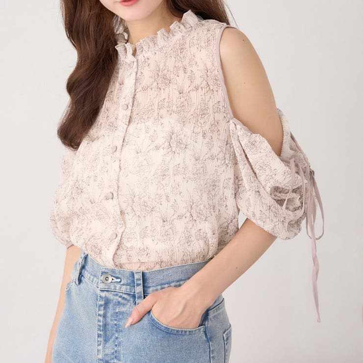 柄2 | 【one after another】肩リボンあきブラウス | NICE CLAUP / OLIVE des OLIVE　OUTLET