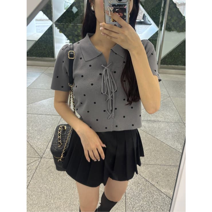 【one after another】レースアップポロドットニット | NICE CLAUP / OLIVE des OLIVE　OUTLET | 詳細画像42 