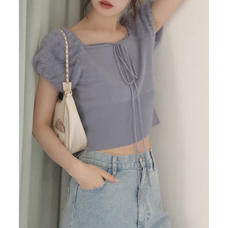 one after another】袖フェザー半袖ニット[品番：NCLW0017005]｜NICE