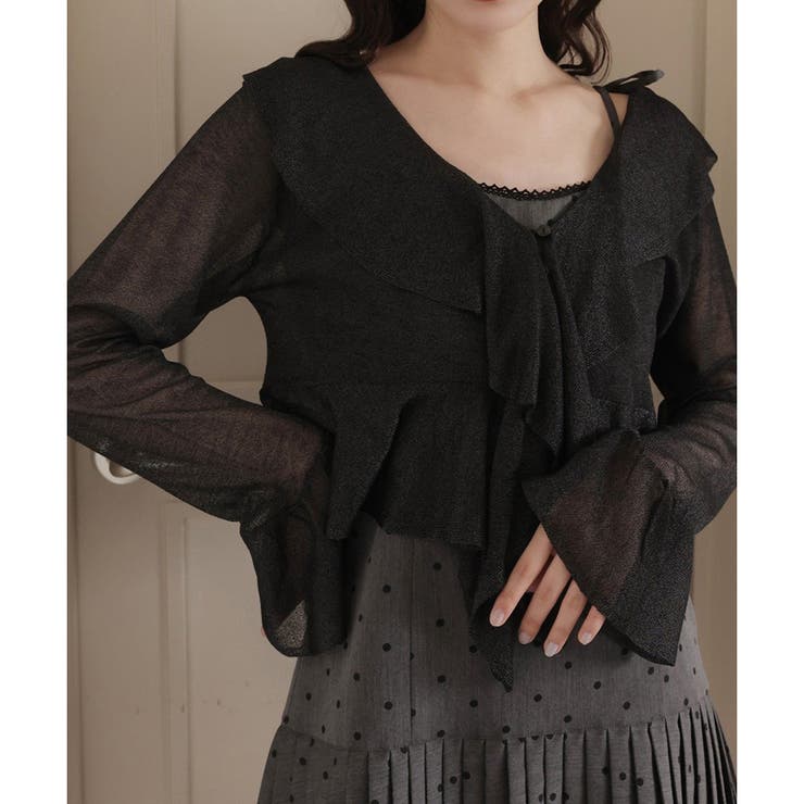 ブラック | 【one after another】フリルボレロカーディガン | NICE CLAUP / OLIVE des OLIVE　OUTLET