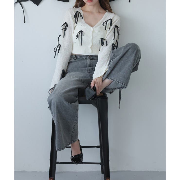 【one after another】リボンいっぱいカーディガン | NICE CLAUP / OLIVE des OLIVE　OUTLET | 詳細画像4 