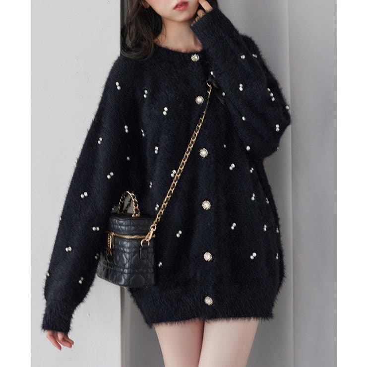 【one after another】ビジューフェザーロングカーデ | NICE CLAUP / OLIVE des OLIVE　OUTLET | 詳細画像1 