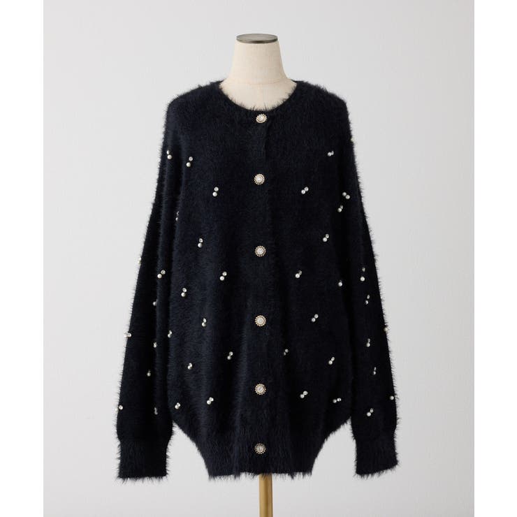 【one after another】ビジューフェザーロングカーデ | NICE CLAUP / OLIVE des OLIVE　OUTLET | 詳細画像3 