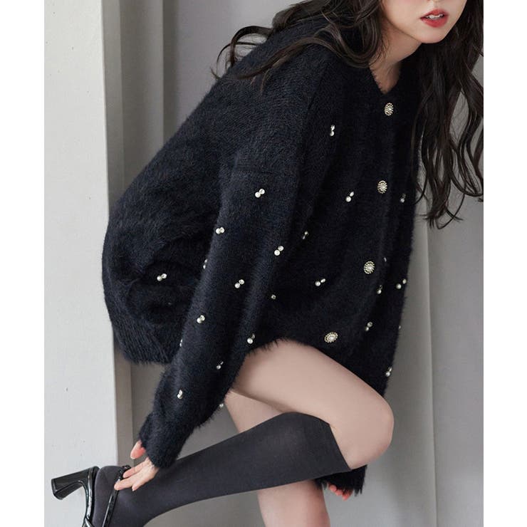 【one after another】ビジューフェザーロングカーデ | NICE CLAUP / OLIVE des OLIVE　OUTLET | 詳細画像12 