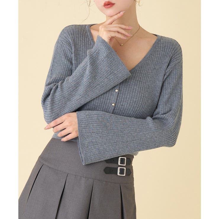 【one after another】ベル袖リブカーデ | NICE CLAUP / OLIVE des OLIVE　OUTLET | 詳細画像1 
