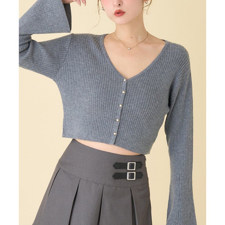グレー | 【one after another】ベル袖リブカーデ | NICE CLAUP / OLIVE des OLIVE　OUTLET