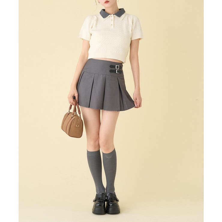 【one after another】２枚衿ケーブル半袖ニット | NICE CLAUP / OLIVE des OLIVE　OUTLET | 詳細画像8 