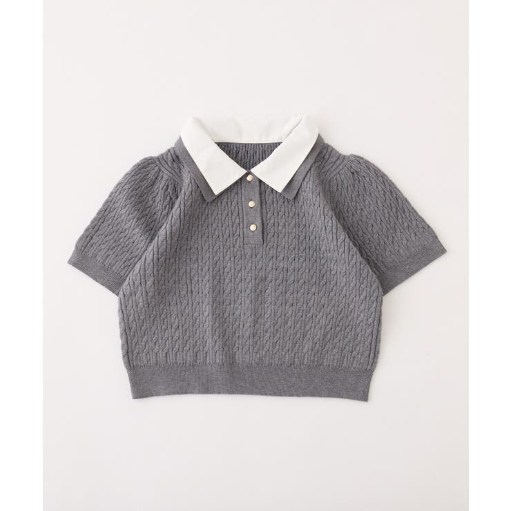 【one after another】２枚衿ケーブル半袖ニット | NICE CLAUP / OLIVE des OLIVE　OUTLET | 詳細画像11 