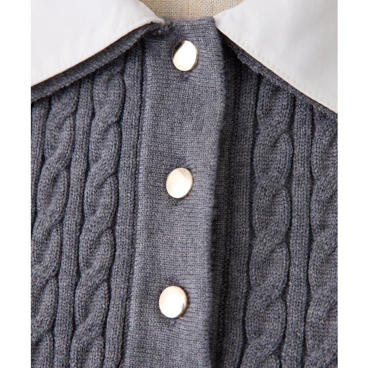 【one after another】２枚衿ケーブル半袖ニット | NICE CLAUP / OLIVE des OLIVE　OUTLET | 詳細画像14 