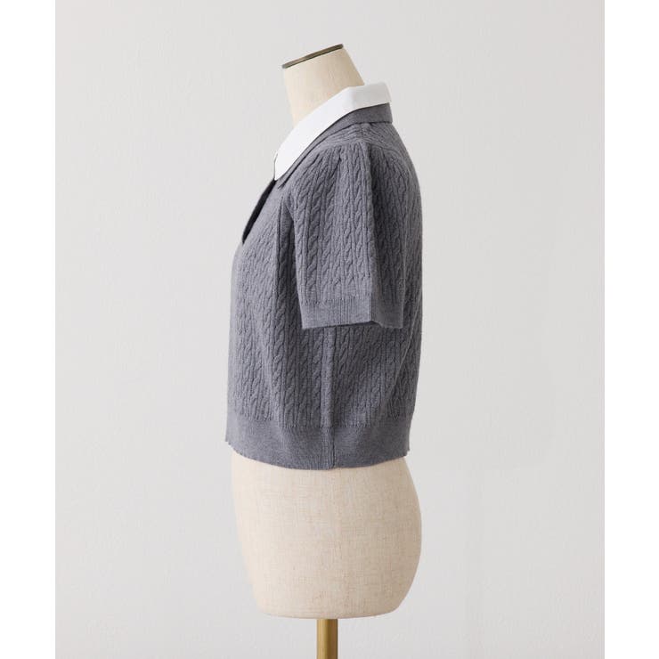 【one after another】２枚衿ケーブル半袖ニット | NICE CLAUP / OLIVE des OLIVE　OUTLET | 詳細画像17 