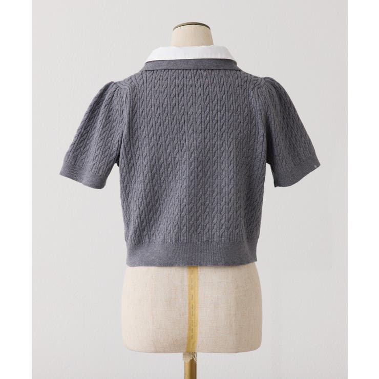 【one after another】２枚衿ケーブル半袖ニット | NICE CLAUP / OLIVE des OLIVE　OUTLET | 詳細画像18 