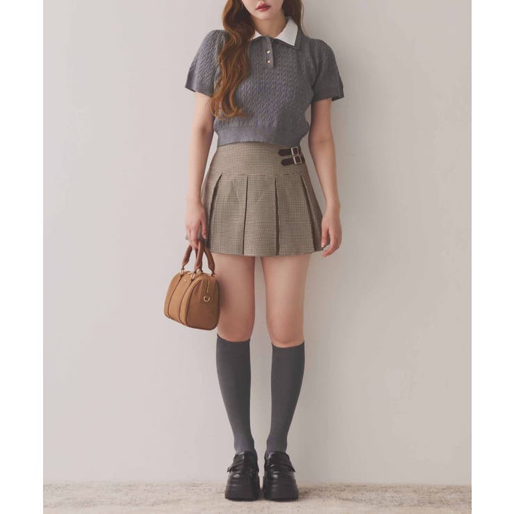 【one after another】２枚衿ケーブル半袖ニット | NICE CLAUP / OLIVE des OLIVE　OUTLET | 詳細画像20 