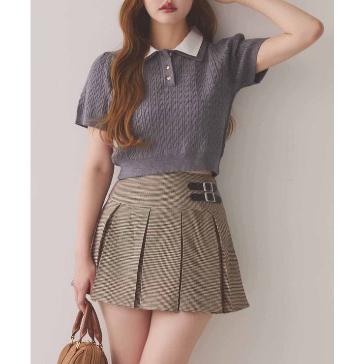 【one after another】２枚衿ケーブル半袖ニット | NICE CLAUP / OLIVE des OLIVE　OUTLET | 詳細画像22 