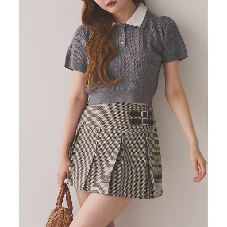 【one after another】２枚衿ケーブル半袖ニット | NICE CLAUP / OLIVE des OLIVE　OUTLET | 詳細画像25 