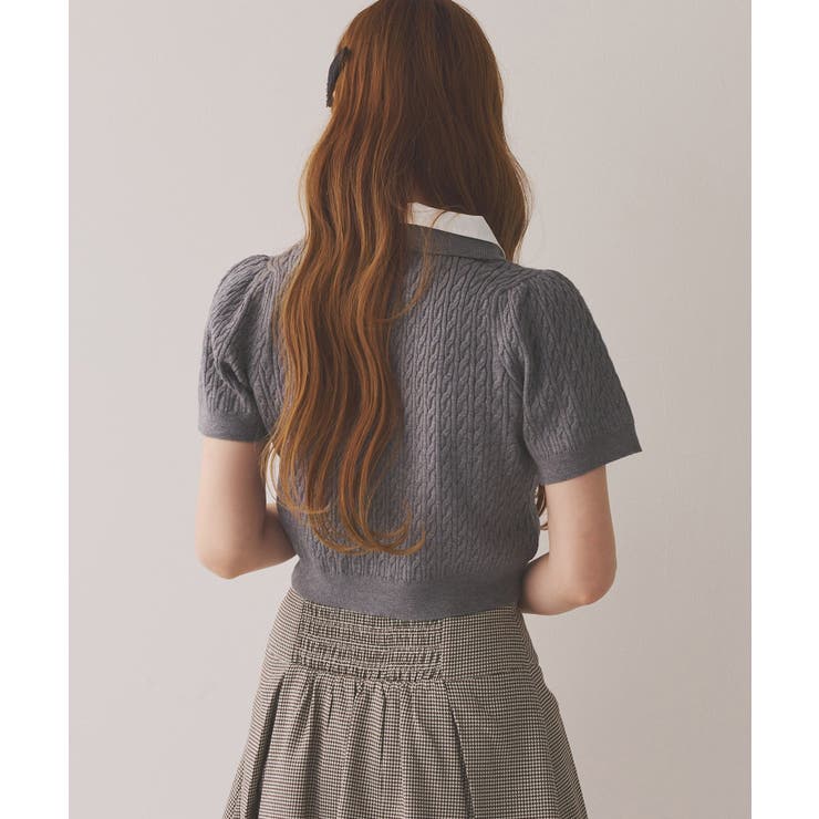 【one after another】２枚衿ケーブル半袖ニット | NICE CLAUP / OLIVE des OLIVE　OUTLET | 詳細画像26 