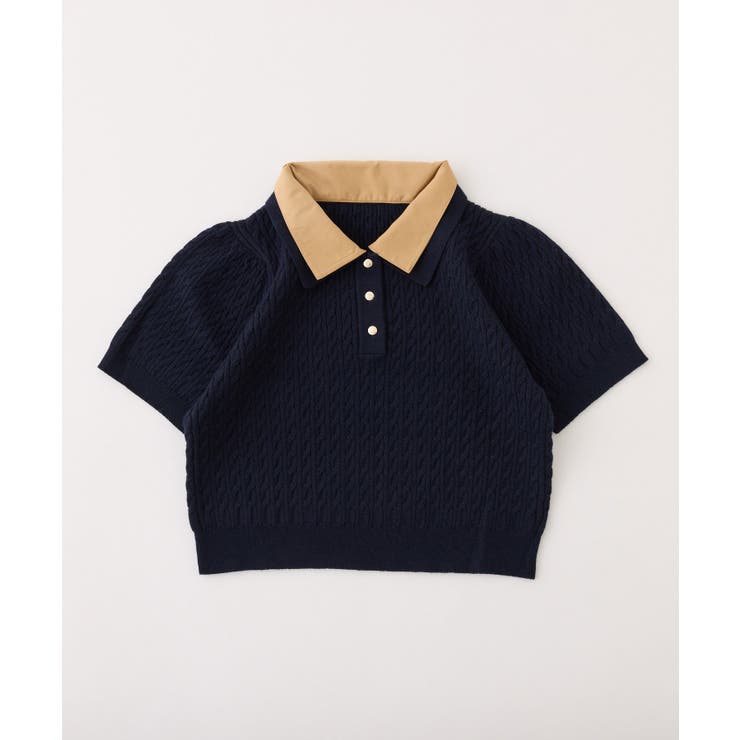 【one after another】２枚衿ケーブル半袖ニット | NICE CLAUP / OLIVE des OLIVE　OUTLET | 詳細画像27 