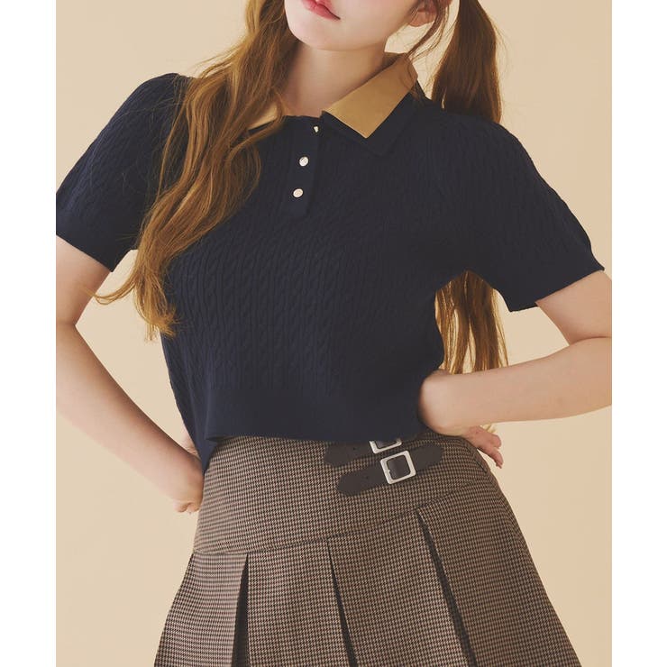 【one after another】２枚衿ケーブル半袖ニット | NICE CLAUP / OLIVE des OLIVE　OUTLET | 詳細画像29 